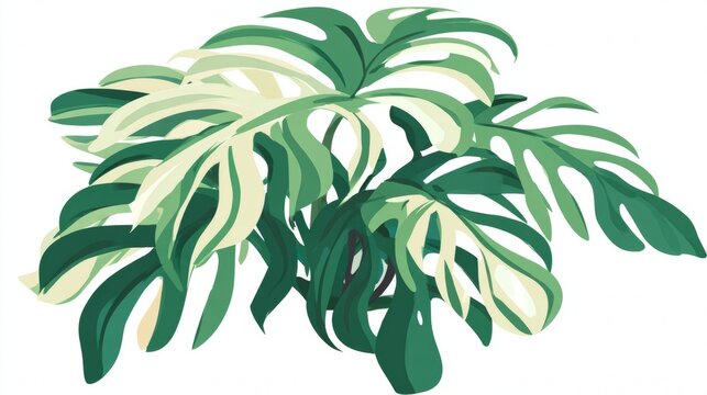 Vector illustration of an isolated green palm tree silhouette with fresh foliage leaves and a summer nature design