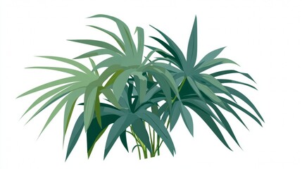Fototapeta premium Tropical palm tree and leaf isolated on white background, a fresh nature vector summer flora