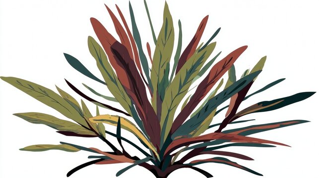 Fototapeta Isolated tropical flora: closeup of an aloe vera plant and palm tree leaves in a pot, great for botany and nature themes