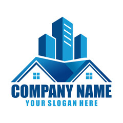 Modern Real Estate Logo Design with Roof and Building Vector – Property Business Branding Template