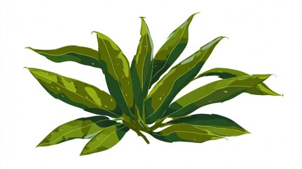 Close-up illustration of a cluster of vibrant green leaves, showcasing intricate details and textures.