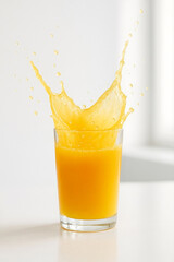 Fresh orange juice splash in studio advertising style
