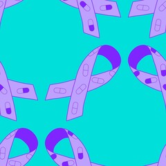 Pancreatic Cancer month seamless violet ribbon day pattern for medical accessories and medicine textiles