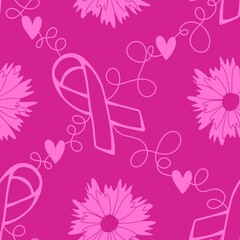 Breast cancer month seamless pink ribbon day mammogram pattern for medical accessories and medicine textiles