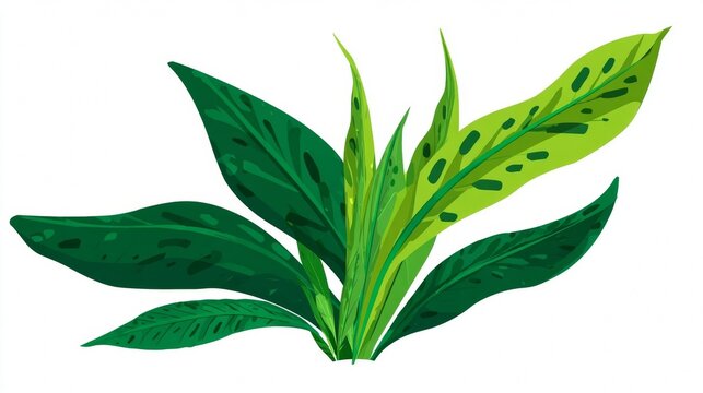 Illustration of a green plant with dark green spots on some leaves.