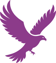 Purple Eagle Silhouette Vector with Flying Bird of Prey Illustration with Spread Wings