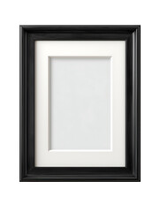 a gloss black 4 inch wide beveled frame isolated on a white wall