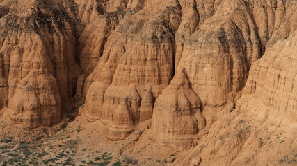 Majestic Kazakh canyon landscape with vibrant red rock formations and winding natural paths