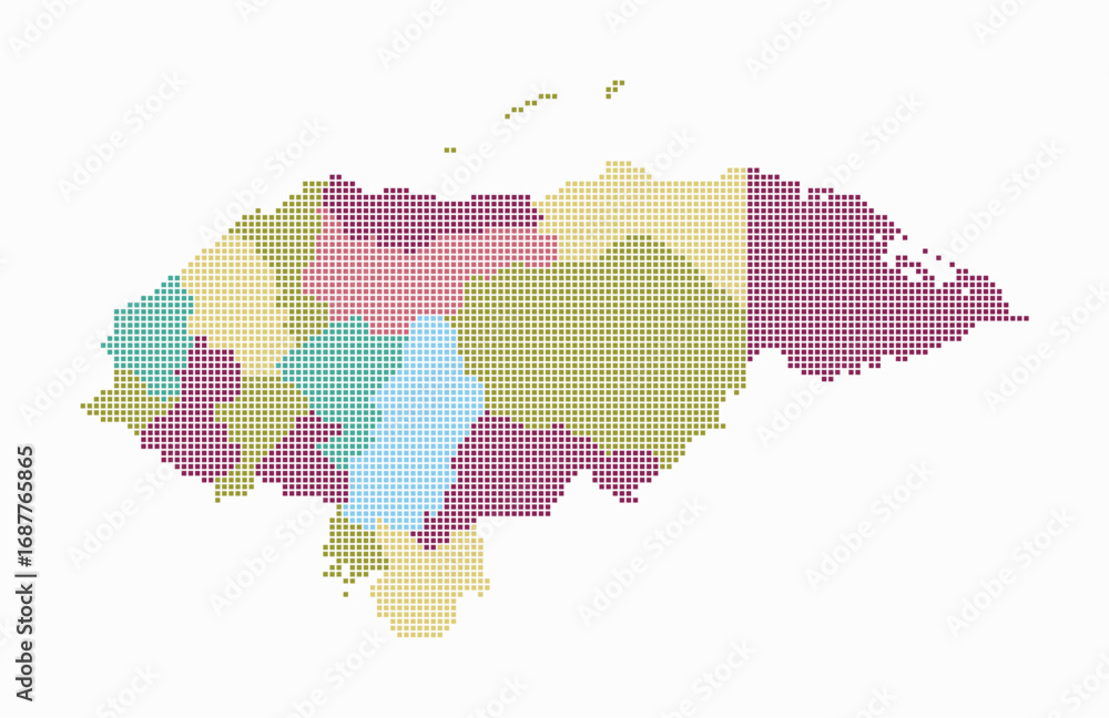 Poster honduras dotted map. digital style map of the country on white background. honduras shape with squar