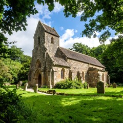 Obraz premium Picturesque church nestled in a verdant forest