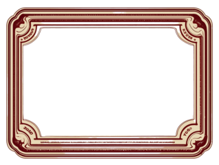 A rectangular label with an antique cream background and a dark red frame in the style of a vector illustration with simple lines and a flat design The backgro