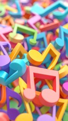 Fototapeta premium A vibrant display of colorful musical notes fills the image, showcasing a joyful and lively musical theme.
