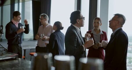 celebration concept of 4k Resolution. Businessmen are meeting and discussing work in a liquor store club. In the hotel banquet hall