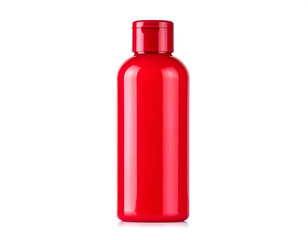 Red bottle standing tall against a plain white backdrop