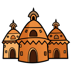 creative details Mud houses Vector Illustration