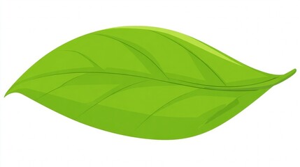 Obraz premium Single fresh green leaf isolated on a white background, suggesting nature, organic spring growth, and natural close-up macro texture