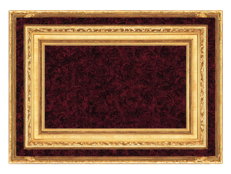 a golden frame with dark burgundy texture inside rectangular on white background