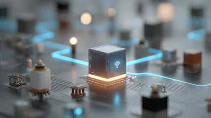 Wireless Communication Chip on Electronic Circuit Board