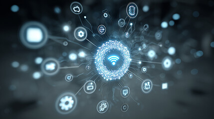 Wireless Network and Digital Communication Technology Concept