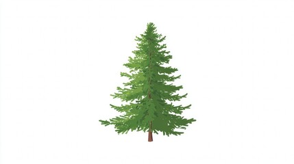 Fototapeta premium Isolated green Christmas tree, a fir or pine holiday decoration object on a white background
