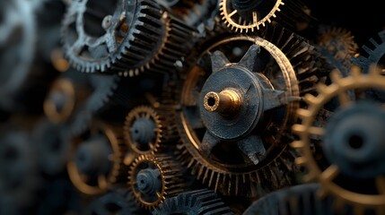 Intricate Gears: A Detailed Close-Up of a Complex Mechanism.
