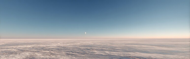Vast Frozen Expanse Under a Crescent Moon and Graduated Sky.