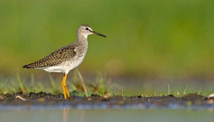 Bird wading in shallows