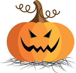 Halloween Pumpkin With Scary Face Cartoon Character Vector Design