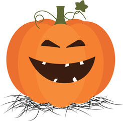 Happy Halloween Scary Pumpkin Cartoon Character Vector Design 