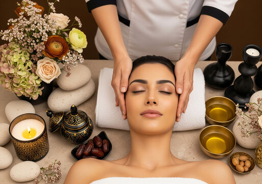 A Moroccan-Inspired Luxury Spa Experience with Argan Oil & Organic Skincare for beauty magazine covers, spa gift voucher designs, premium lifestyle campaigns, wellness retreat invitations