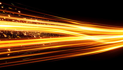 Fiery light trails on dark grid—evoking speed, energy, and futuristic motion with glowing sparks and dynamic flow.