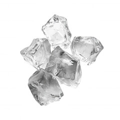 Obraz premium Clear frozen water chunks isolated on a transparent background cubes