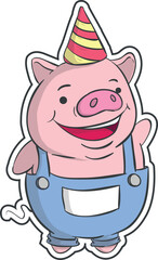 Pig Funny Cartoon Character Vector Design