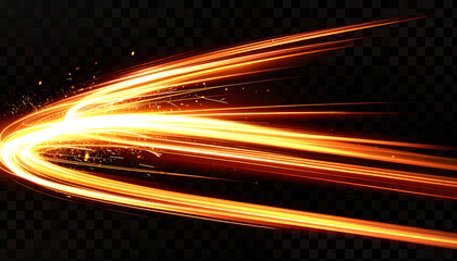 Fiery light trails on dark grid&mdash;evoking speed, energy, and futuristic motion with glowing sparks and dynamic flow.
