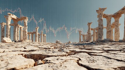 Ancient ruins crypto market analysis stock market crash economic recession financial downfall investment risk
