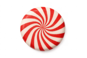 Red and white swirl candy on transparent background