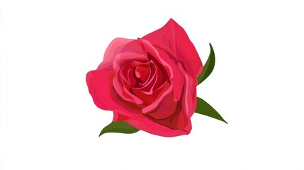 Fototapeta premium Beautiful red rose flower bud on a white background, symbolizing love and romance for Valentine's Day