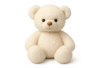 Cute teddy bear sitting on transparent background