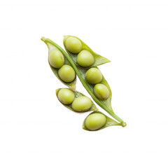 Green Soybeans Pods Seeds isolated on a transparent background fresh