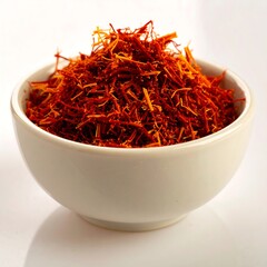 Fototapeta premium Saffron threads in a white bowl