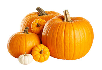 Obraz premium Group of pumpkins isolated on transparent background png