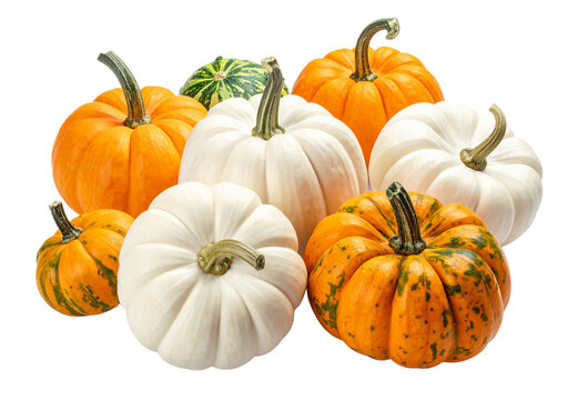 Decorative mini pumpkins isolated on transparent background png