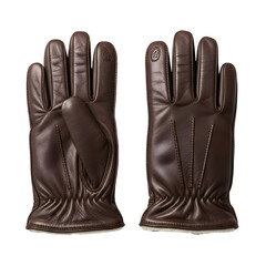 Brown Leather Gloves with Warm Lining: A Detailed Look at Classic Style and Comfort, Perfect for Winter Activities, Featuring a Transparent Background
