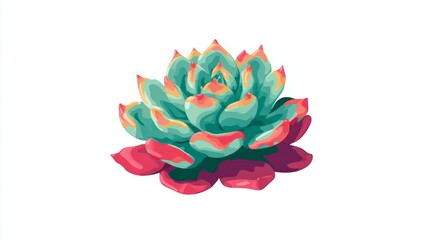 Fototapeta premium Blooming pink lotus flower on a decorative cactus plant