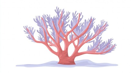 Naklejka premium Vibrant autumn tree vector illustration with red and yellow leaves and a silhouette of its roots and trunk