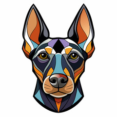 Multicolored stained glass of a dog