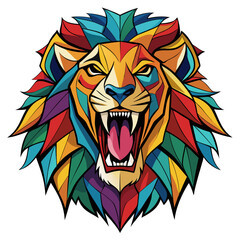Multicolored stained glass of a Lion