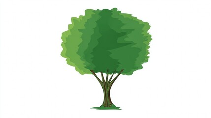A lush green tree with vibrant leaves is isolated on a white background, symbolizing nature and growth