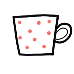 Polka dot mug cozy doodle illustration
