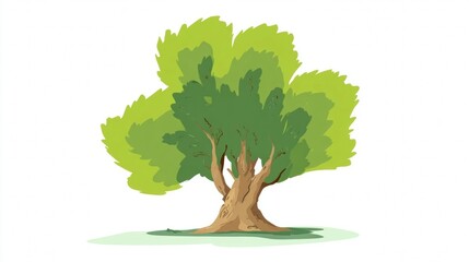 Obraz premium Tree on a white background with green leaves symbolizing nature and the seasons